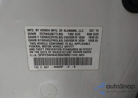 2014 Acura Mdx Advance Pkg W/Entertainment Pkg z USA, uszkodzony, nr VIN 5FRYD4H84EB043093